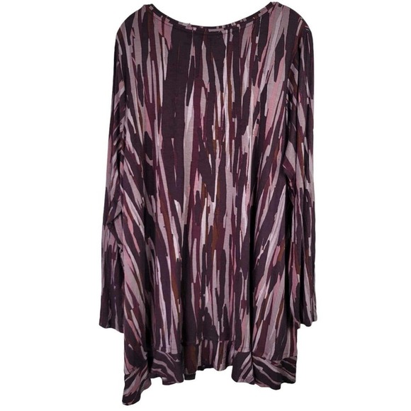 LOGO by Lori Goldstein Women's 3X Purple Striped Long Sleeve Scoop Neck Knit Top - Picture 3 of 9